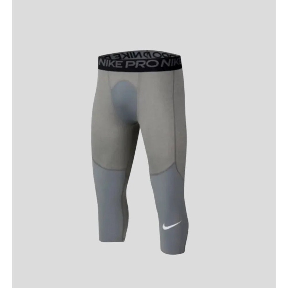 Nike Pro Dri-FIT Boys Compression 3/4 Tights Grey XL Youth Active Leggings Pants